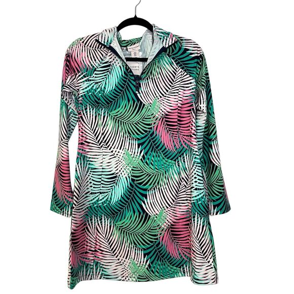 Tommy Bahama Golf Dress Long Sleeve With Shorts Green Pink Tropical UPF 50 Small